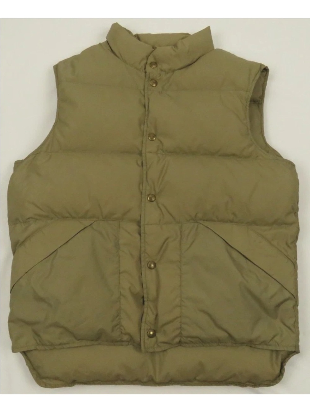 Vintage LL Bean Goose Down Tan Mens Full Zip Puffer Vest Coat Jacket Made In USA